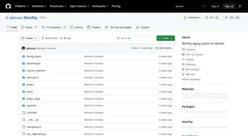 The BlenRig homepage