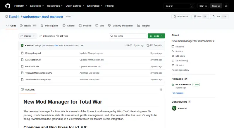 The Total War Mod Manager homepage