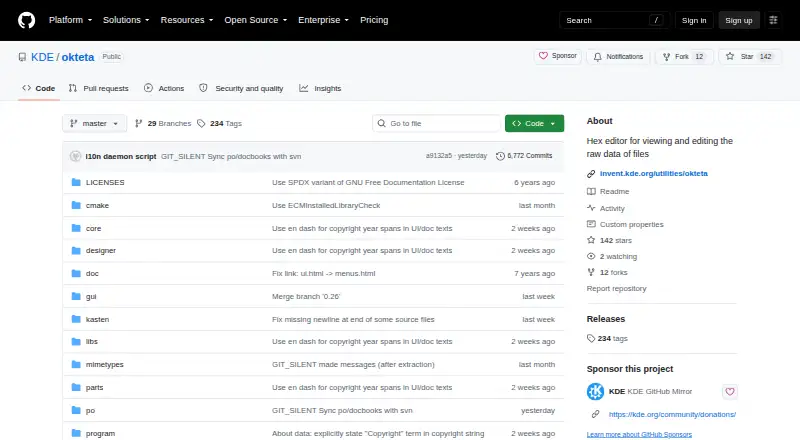The Okteta homepage