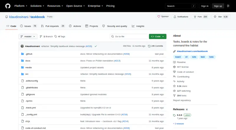 The Taskbook homepage