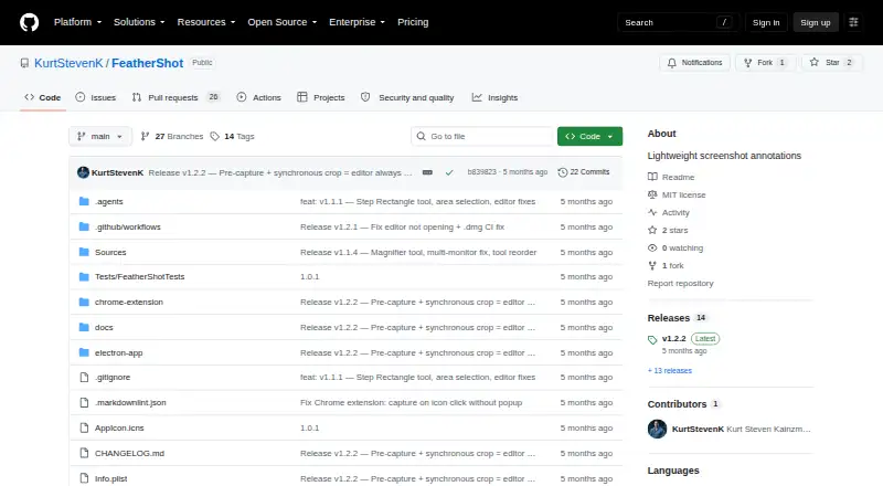 The FeatherShot homepage