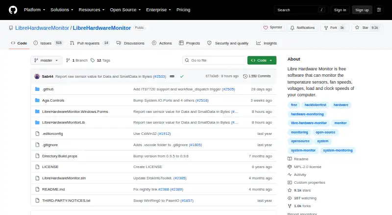 The Libre Hardware Monitor homepage