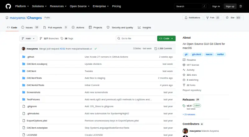 The Changes homepage