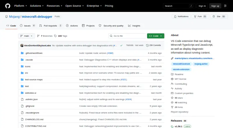 The Minecraft Bedrock Debugger homepage