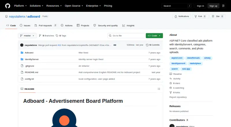 The Adboard homepage