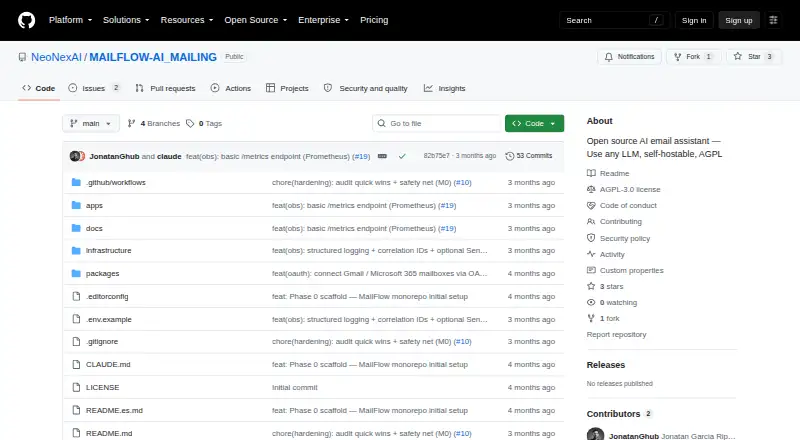 The MailFlow homepage