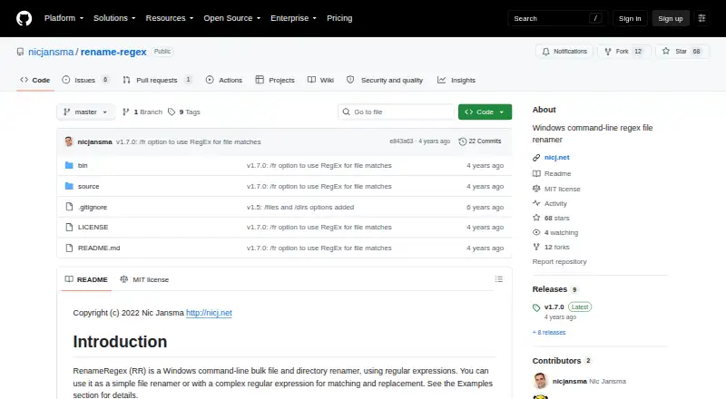 The RenameRegex homepage
