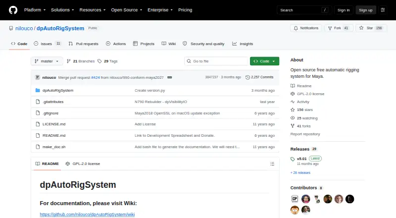 The dpAutoRigSystem homepage
