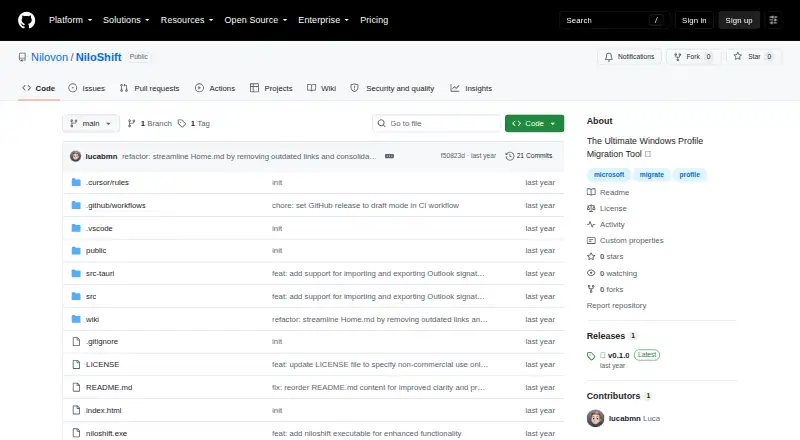 The NiloShift homepage