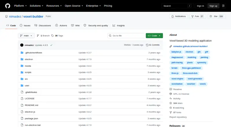 The Voxel Builder homepage