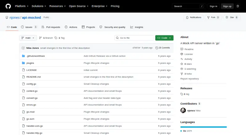 The API-Mocked homepage