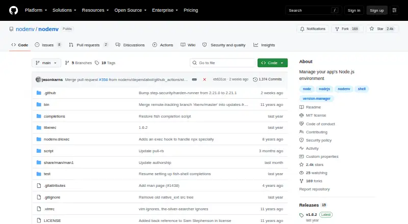 The nodenv homepage