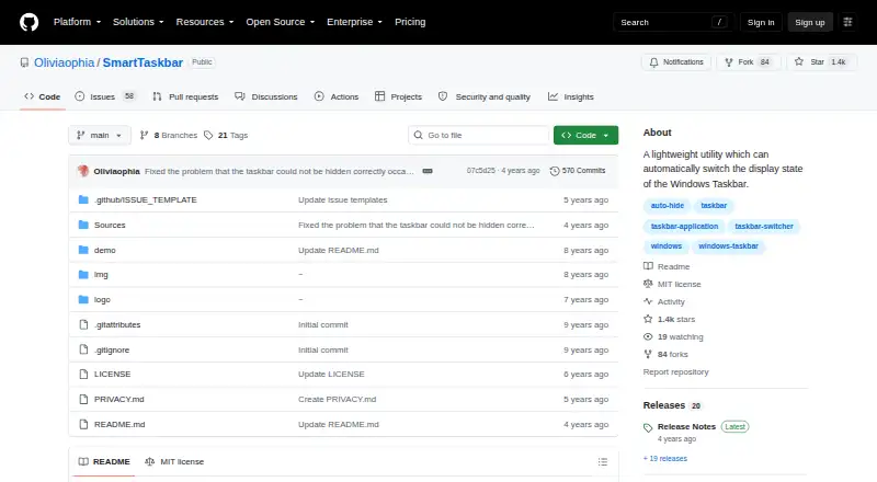 The SmartTaskbar homepage