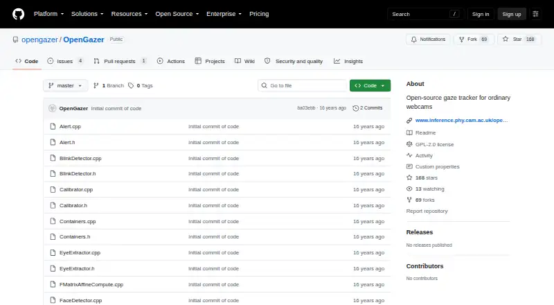 The OpenGazer homepage