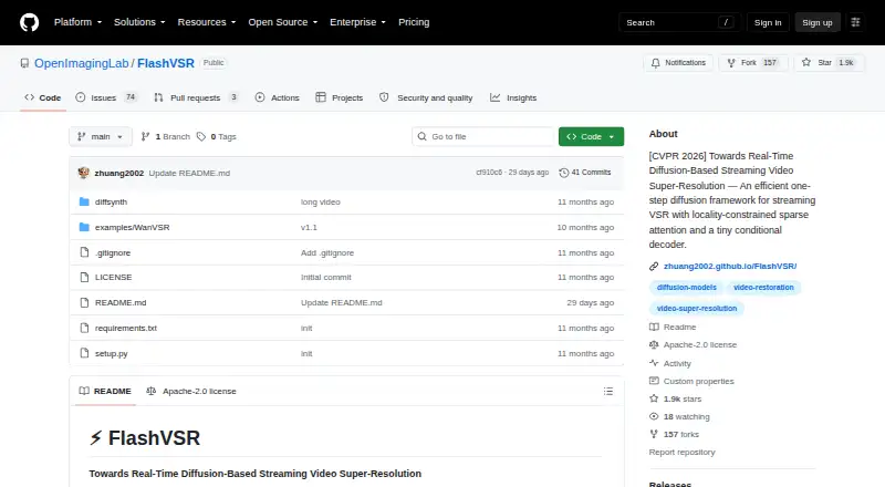 The FlashVSR homepage