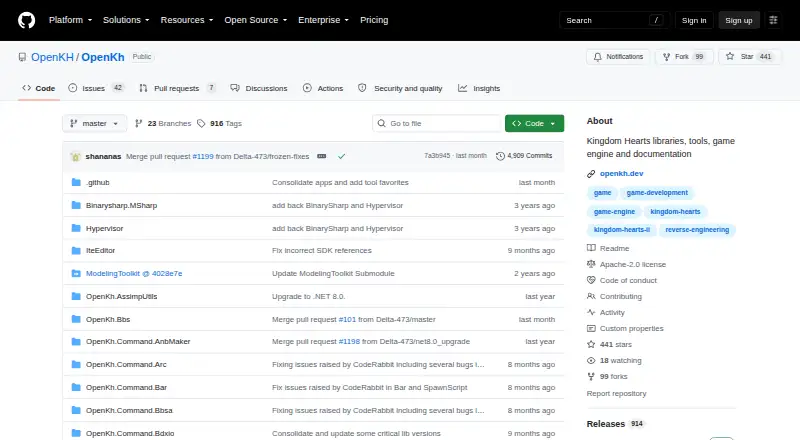 The OpenKh homepage
