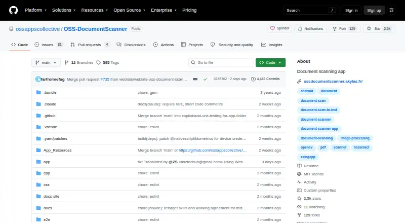 The OSS Document Scanner homepage