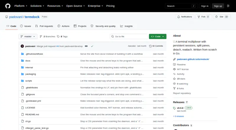 The TermDock homepage