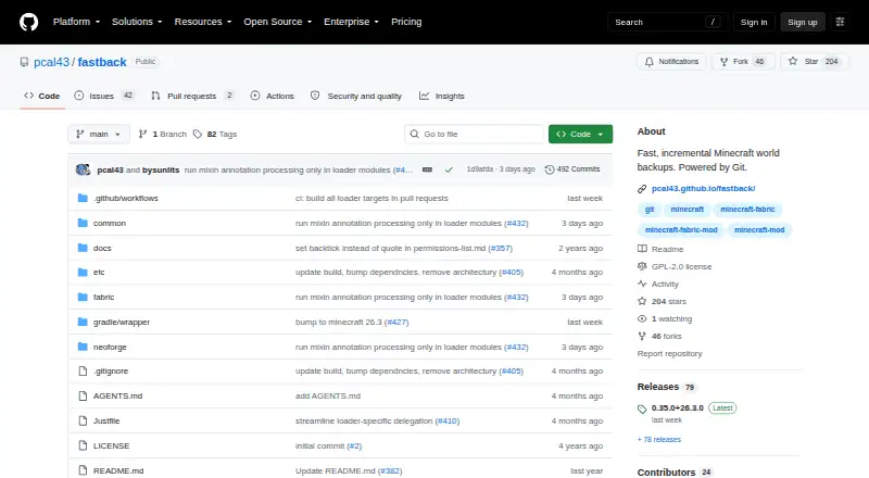 The FastBack homepage