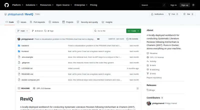 The ReviQ homepage