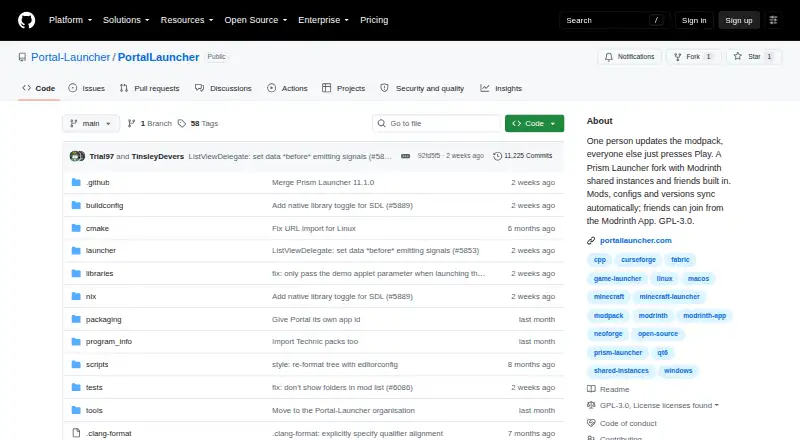 The Portal Launcher homepage