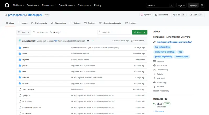 The MindSpark homepage