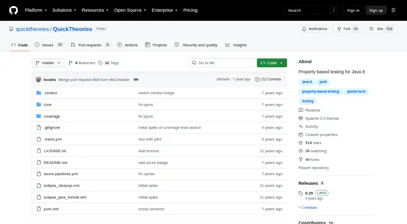 The QuickTheories homepage