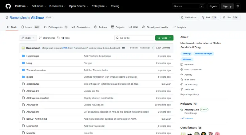 The AltSnap homepage