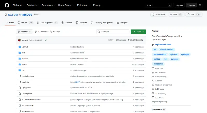 The RapiDoc homepage