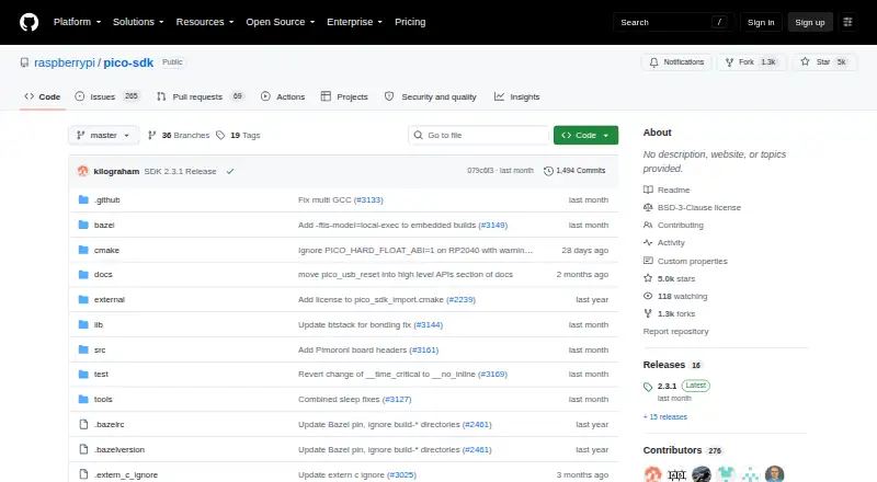 The Raspberry Pi Pico SDK homepage