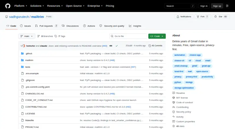 The mailtrim homepage