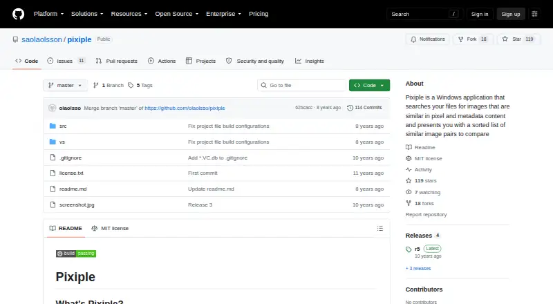 The Pixiple homepage