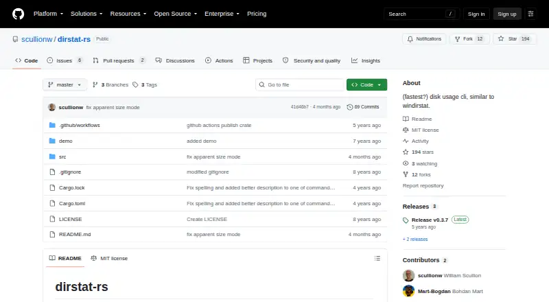 The dirstat-rs homepage