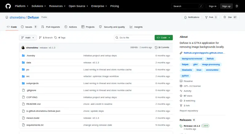 The Defuse homepage