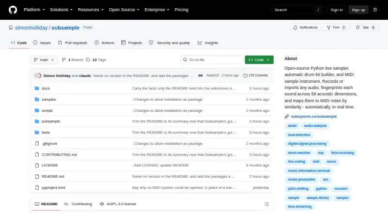 The Subsample homepage