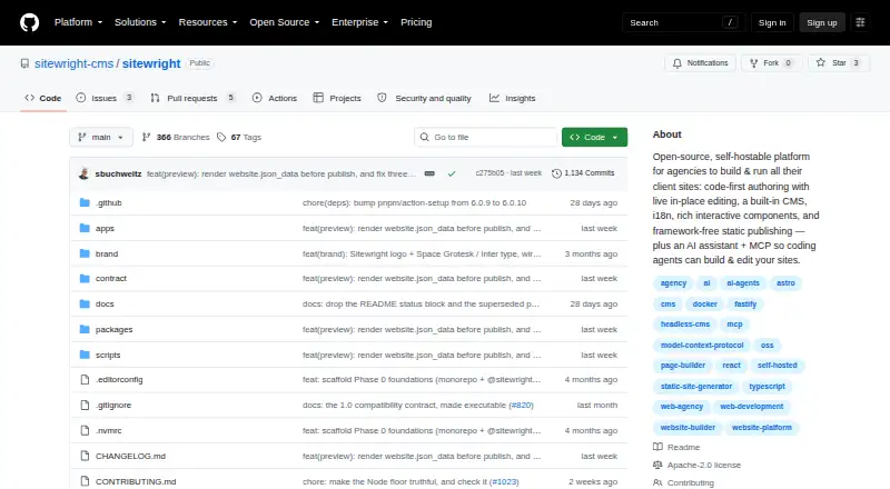 The Sitewright homepage