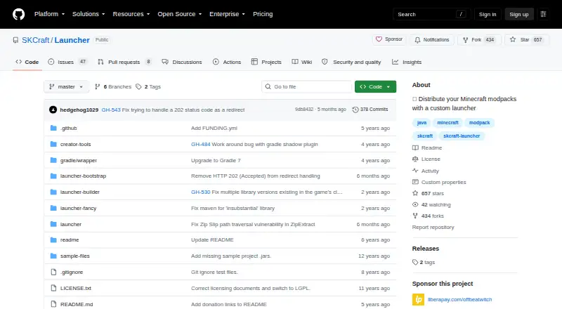 The SKCraft Launcher homepage