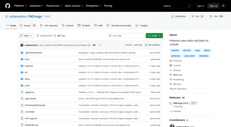 The PKForge homepage