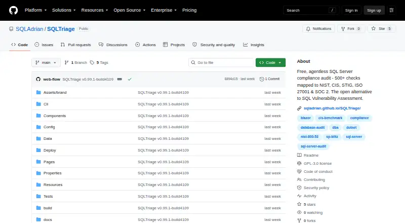 The SQLTriage homepage