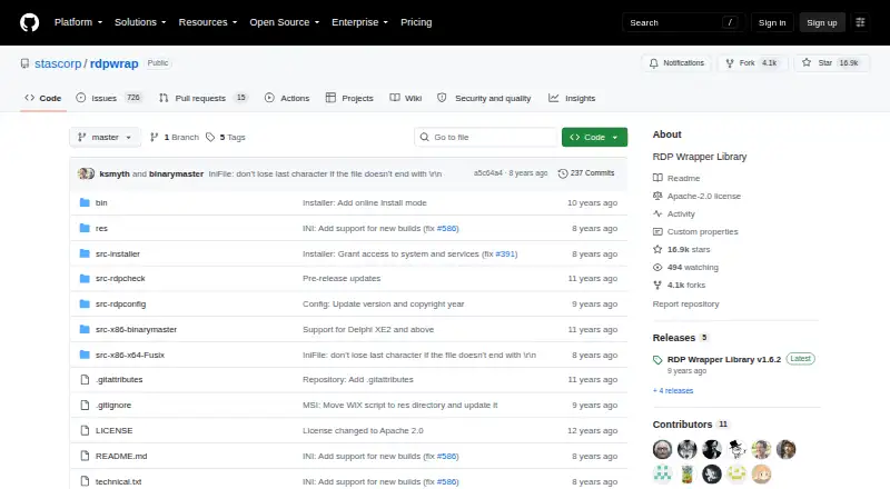 The RDP Wrapper homepage