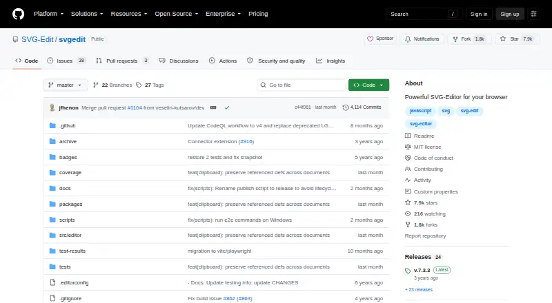 The SVG-Edit homepage