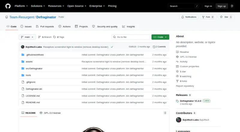 The Defraginator homepage