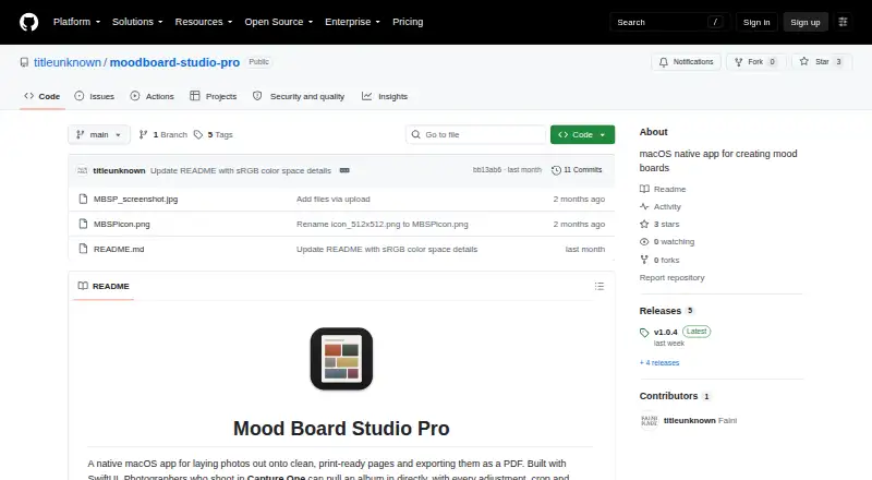 The Mood Board Studio Pro homepage