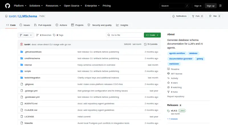 The LLMSchema homepage