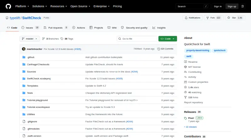 The SwiftCheck homepage