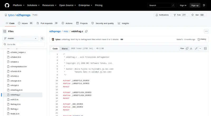 The e4defrag homepage