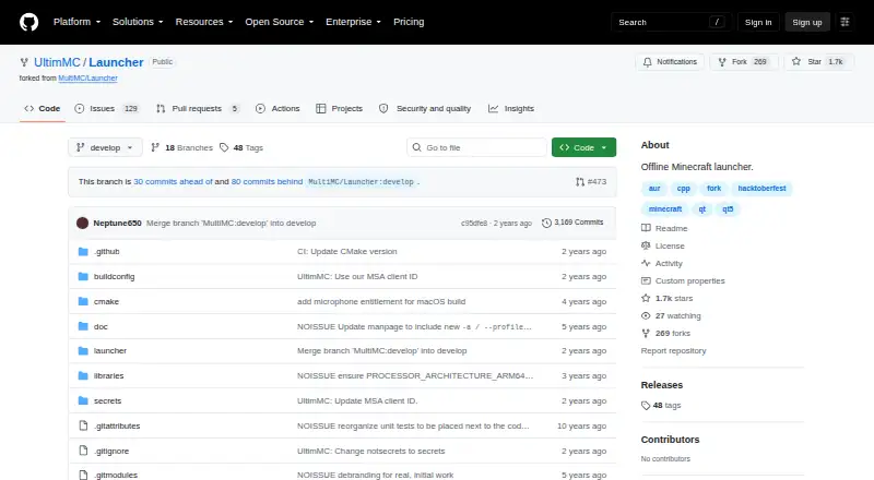 The UltimMC homepage