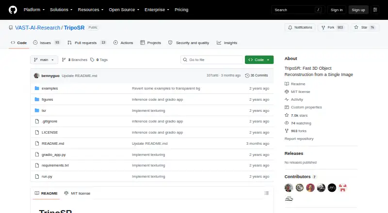 The TripoSR homepage
