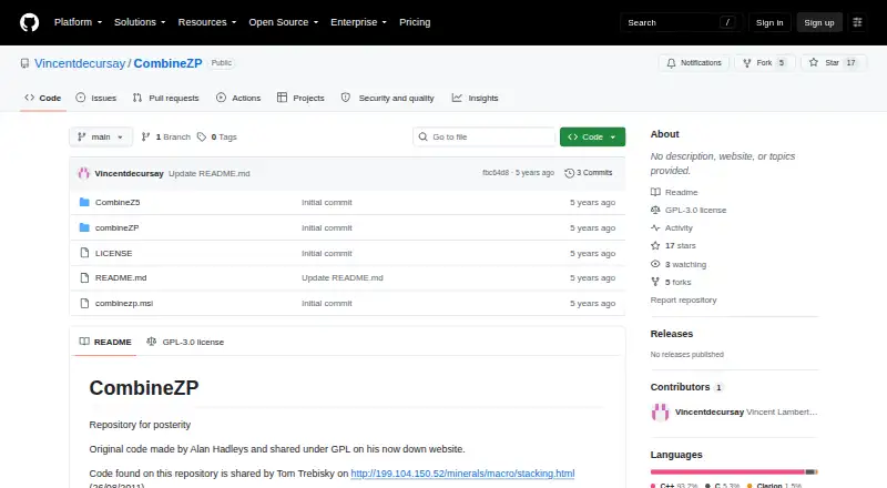 The CombineZP homepage
