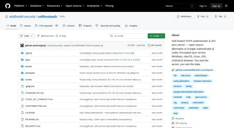 The SelfHostAuth homepage
